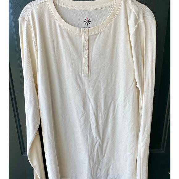 NWOT Isaac Mizrahi QVC Essentials Pima Cotton Rib Long Sleeve Top CREAM, Sz M - Picture 3 of 8